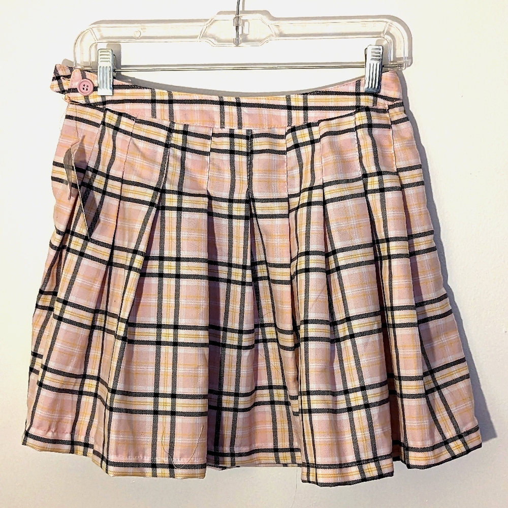 NWT Pink Plaid Mini Skirt